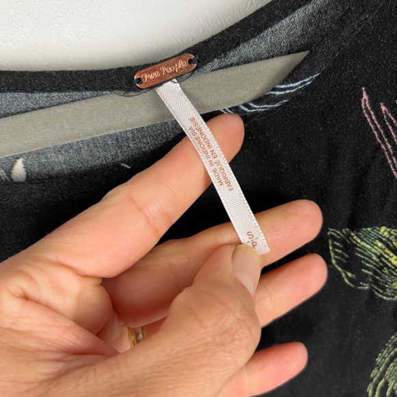 Free People Clear Skies Tunic Top Mini Dress Cold Shoulder Floral Small Black - Picture 11 of 12